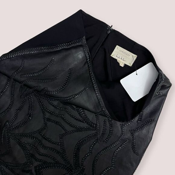 NICOLE MILLER ARTELIER lambskin leather pencil skirt in Black Size 8 - Picture 9 of 10